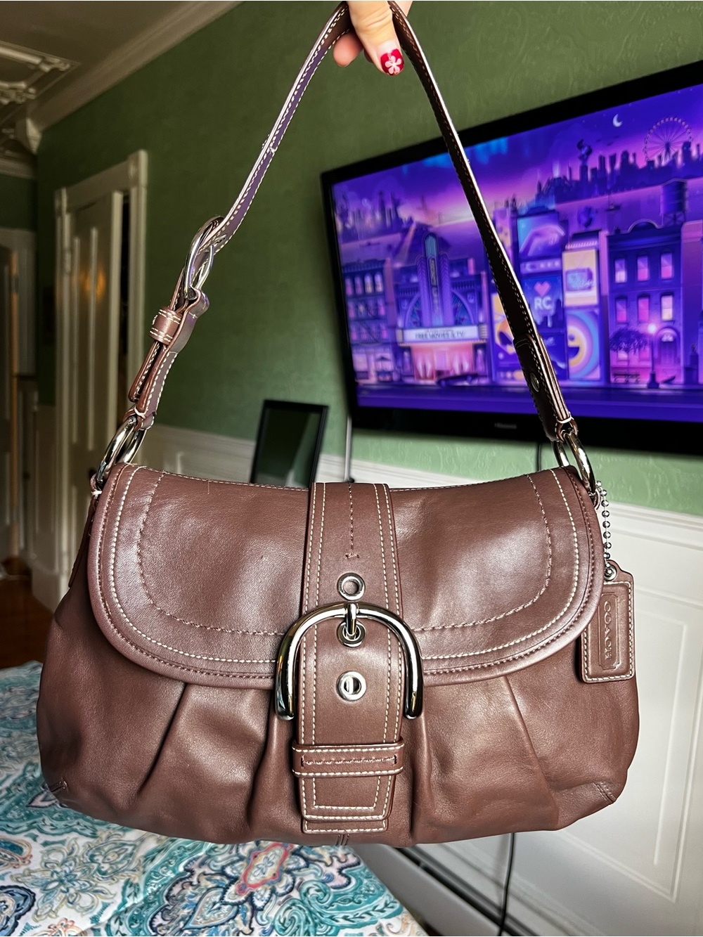Vintage Y2K Coach Brown Soho Buckle Shoulder Bag - F15204